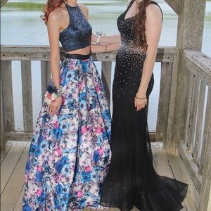 Two-Piece Floral Prom Dress
